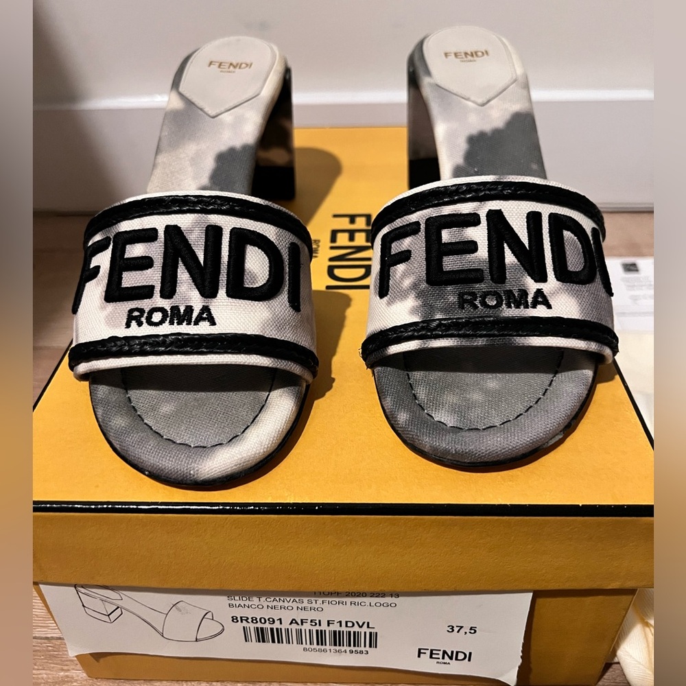 Fendi Women's Black and White Heeled Sandals